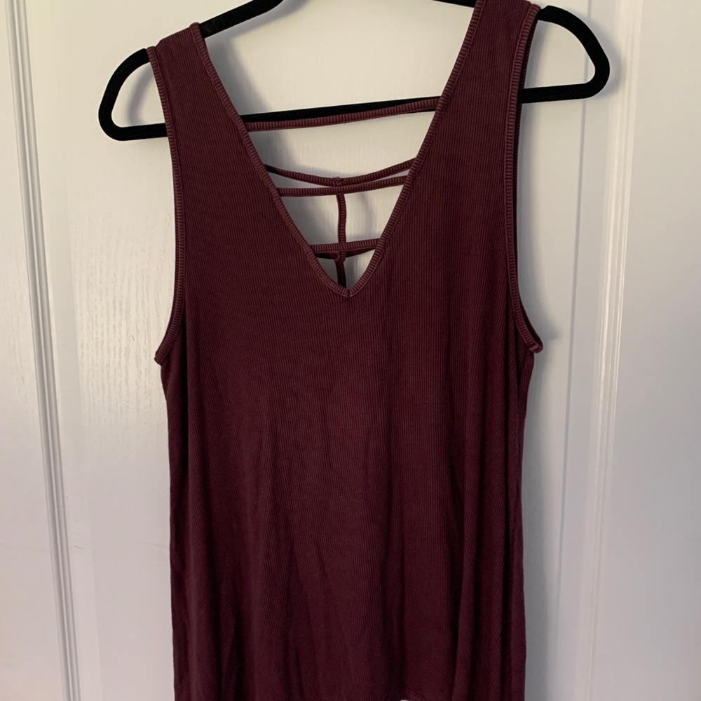 Maroon Ribbed Tank